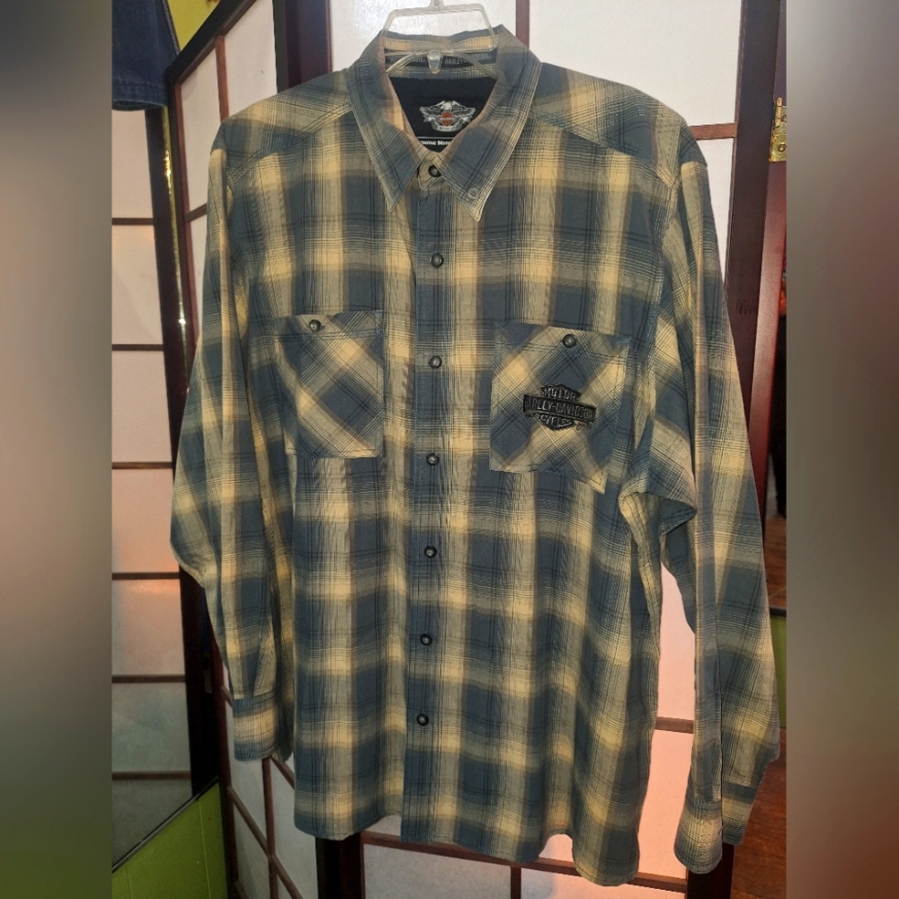 HARLEY DAVIDSON XL mens plaid shirt